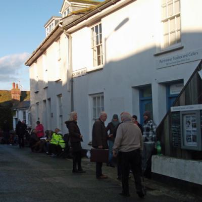 Rotary Club 'Spot the Artist' 2017 sale; Back Road West queue.